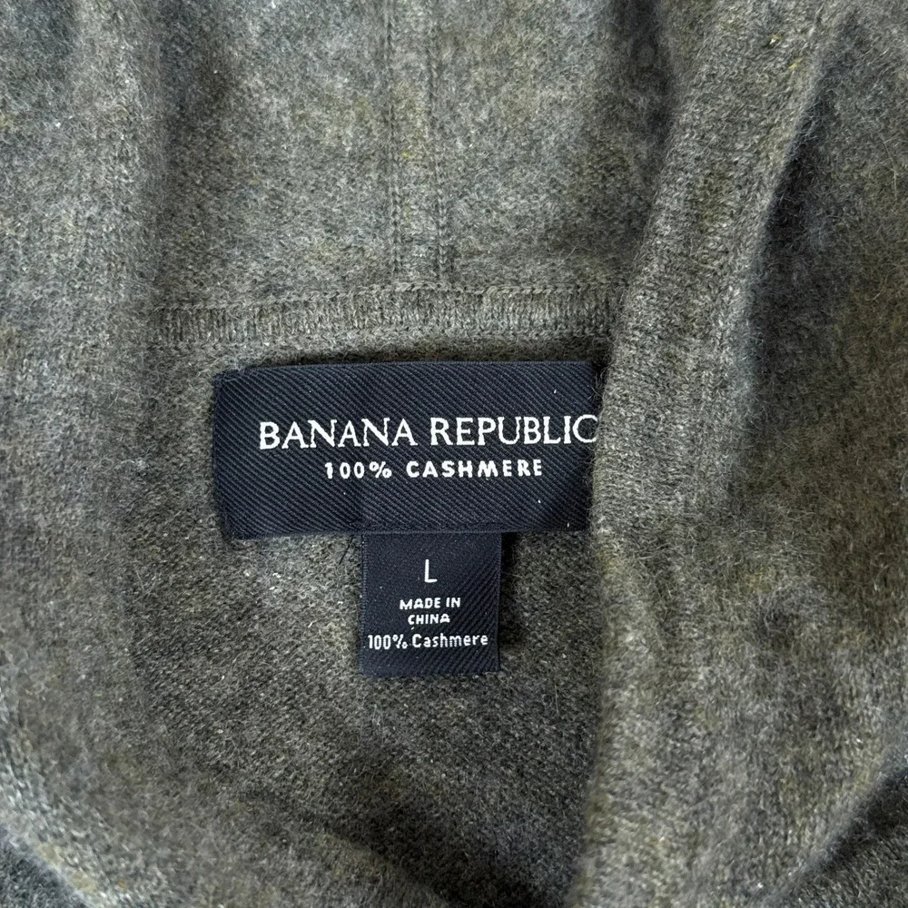 Banana Republic Hoodie Mens Large Gray Green 100 Cashmere Pocket Luxury Knit